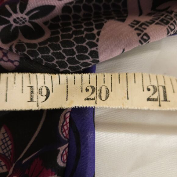 Chico's 0 Womens 4 Purple Floral Flower Sheer Button Up Tunic Blouse Top Shirt - Picture 5 of 7